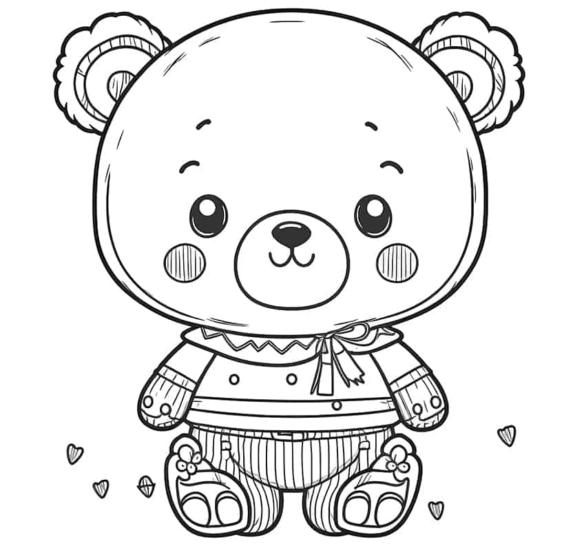 kawaii bear coloring page