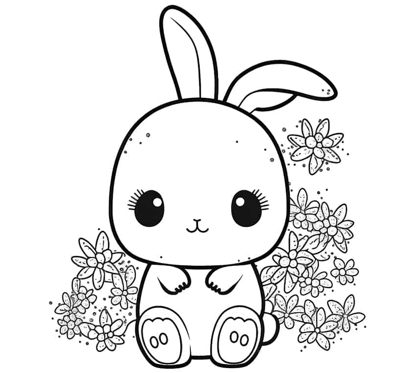 kawaii bunny coloring page