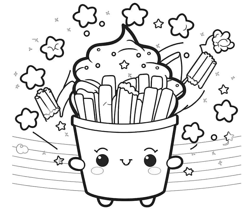 kawaii fries coloring page