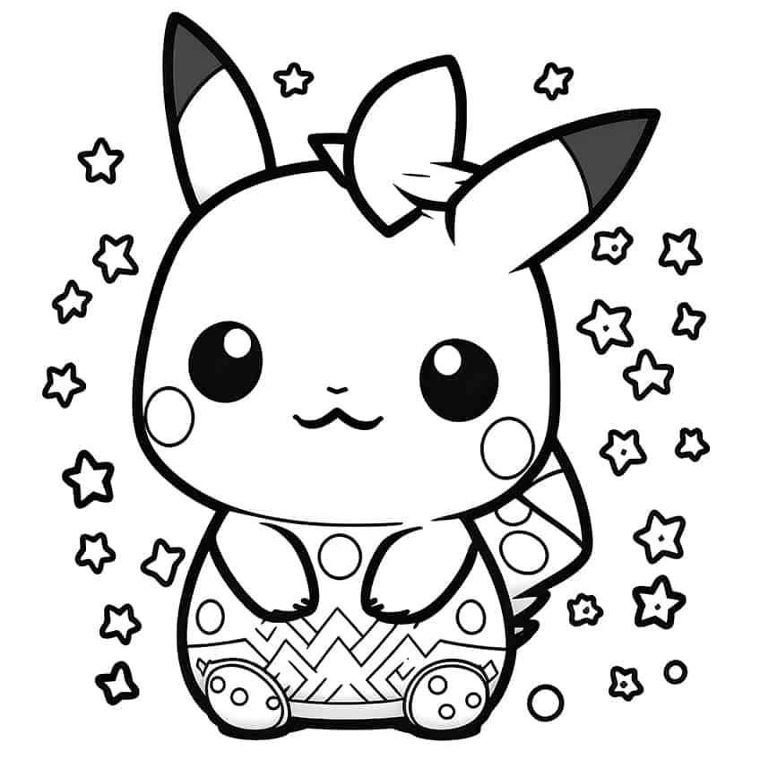 kawaii pikachu coloring page