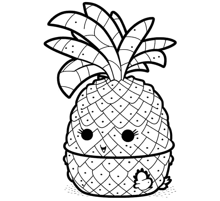 kawaii pineapple coloring page