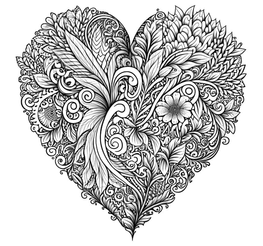 majestic heart coloring page