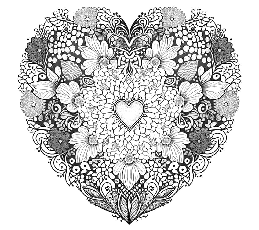 mandala heart coloring page