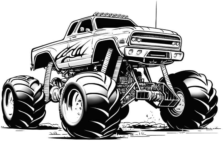 massive monster truck coloring page