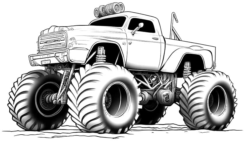 massive monster truck coloring sheet