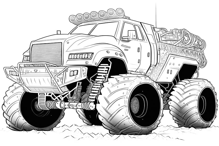 monster truck army coloring page