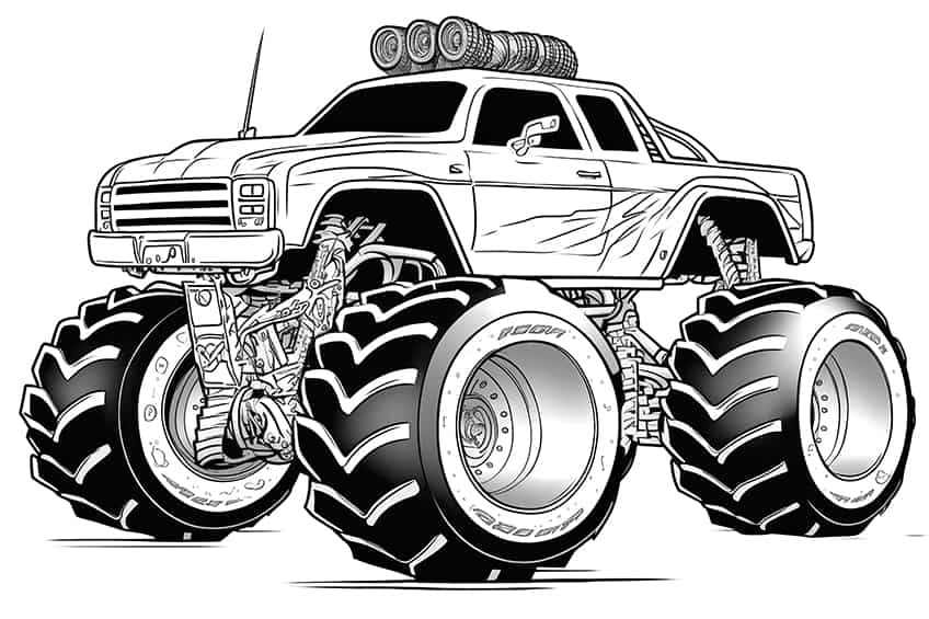 monster truck comic coloring sheet