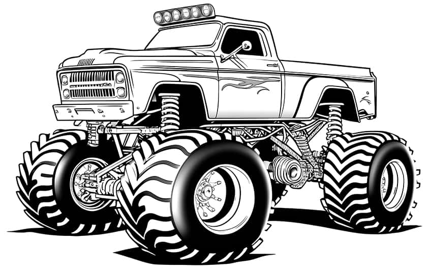 monster truck wheelie coloring page