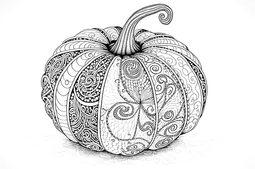 pumpkin line art coloring sheet