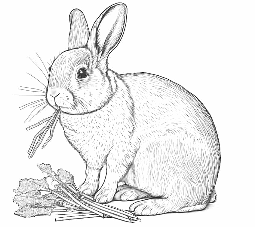 rabbit eating a carrot coloring pages