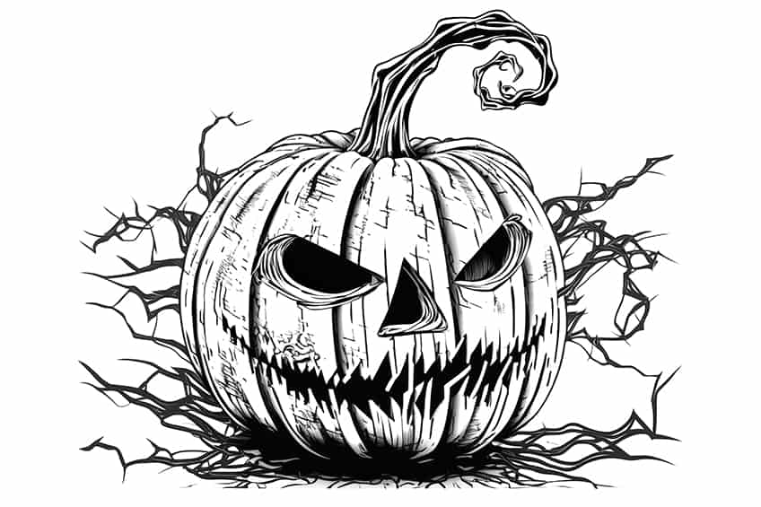 scary pumpkin coloring page