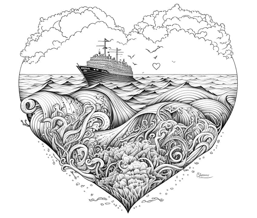 sea heart coloring page
