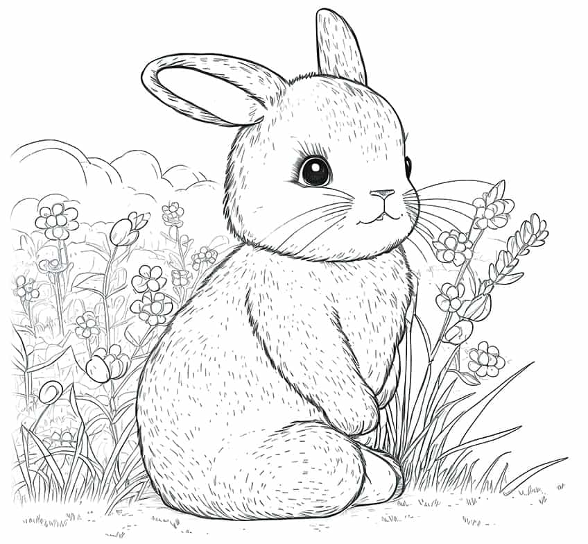 coloring pages of cute baby bunnies