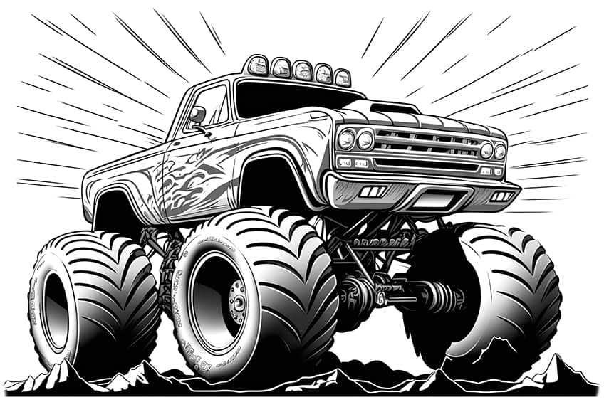 tatoo monster truck coloring sheet