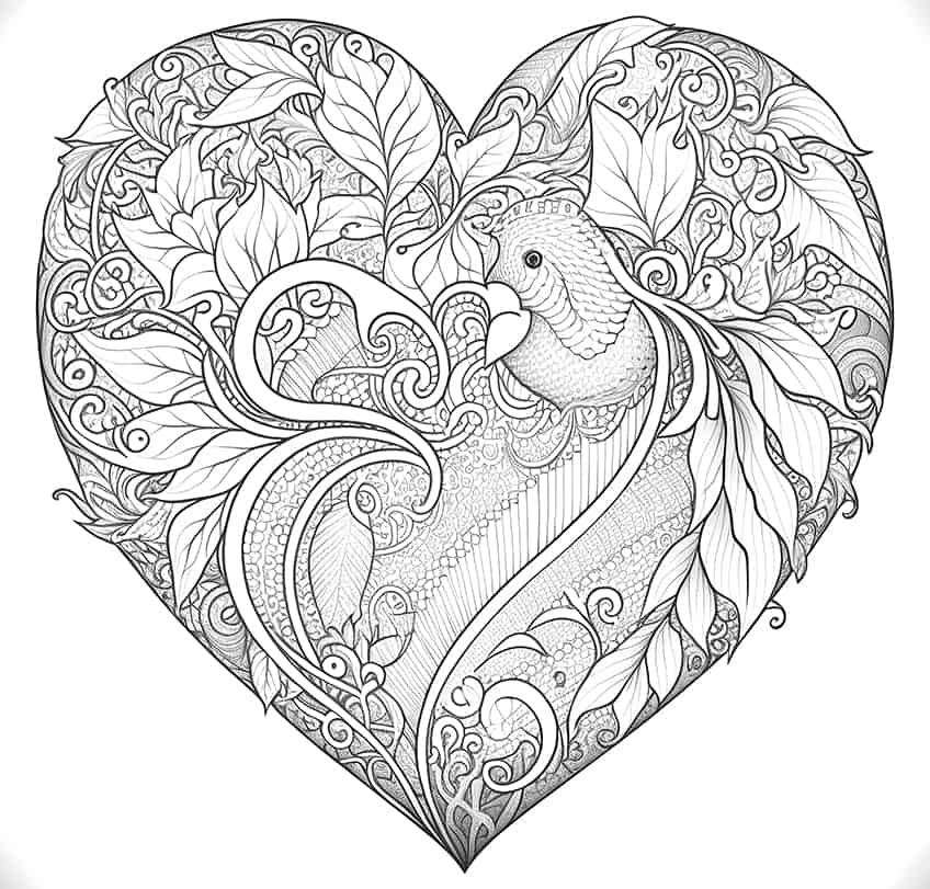 zentangle heart 2 coloring page