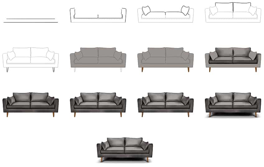 Couch Drawing Collage
