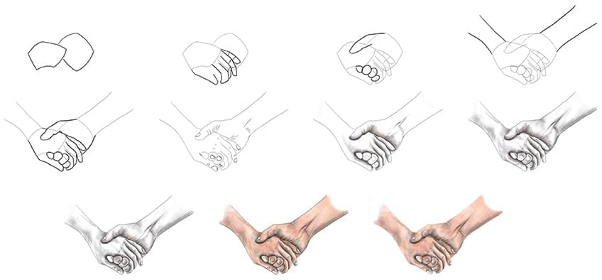 Holding Hands Drawing Collage