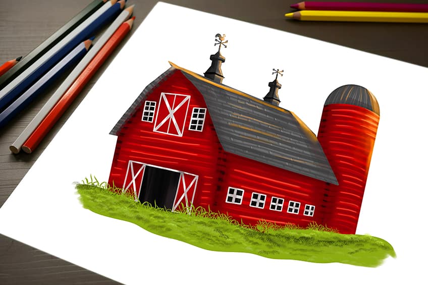 Farm Barn Isolated on White Background Hand Drawn Sketch Style Illustration  Stock Vector - Illustration of door, breeding: 106293071