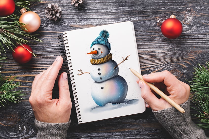 Snowman In Pencil | ArtBase