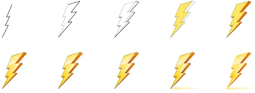 Lightning Bolt Drawing Collage
