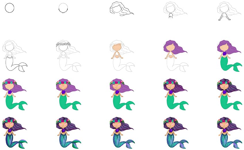 Mermaid Drawing Collage