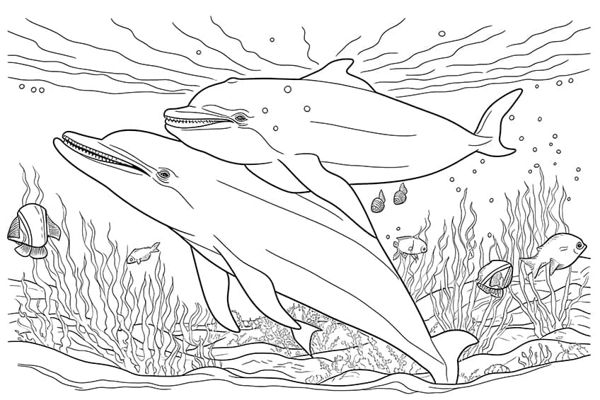 dolphin coloring page 02