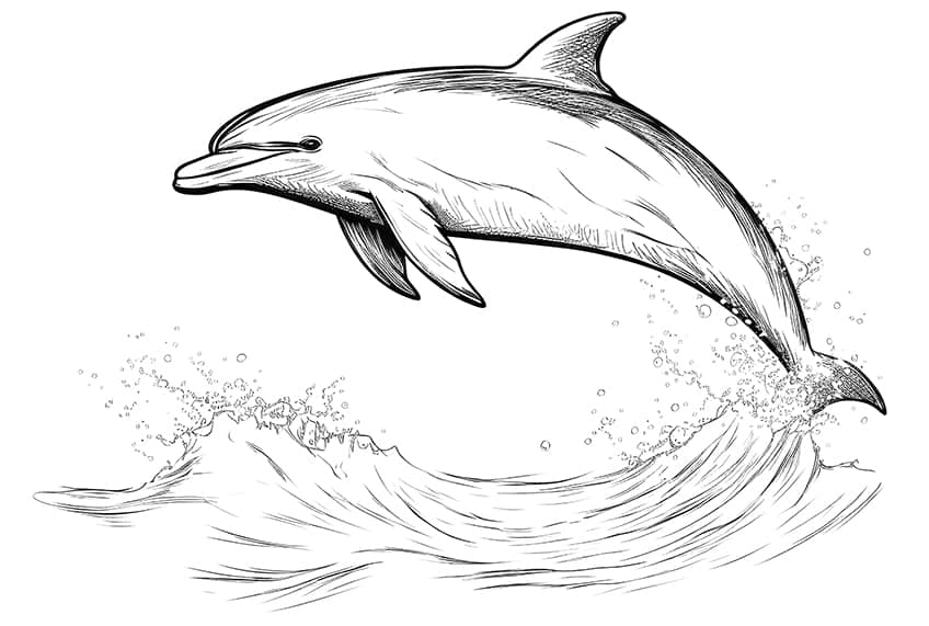 Free dolphin drawing to print and color - Dolphins Kids Coloring Pages