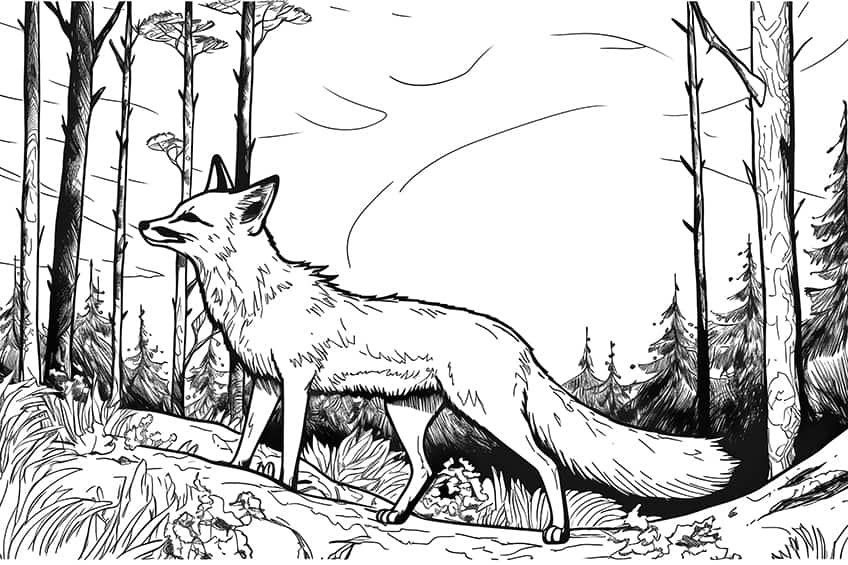 fox coloring page 12