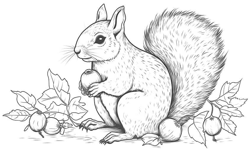 squirrel coloring page 14