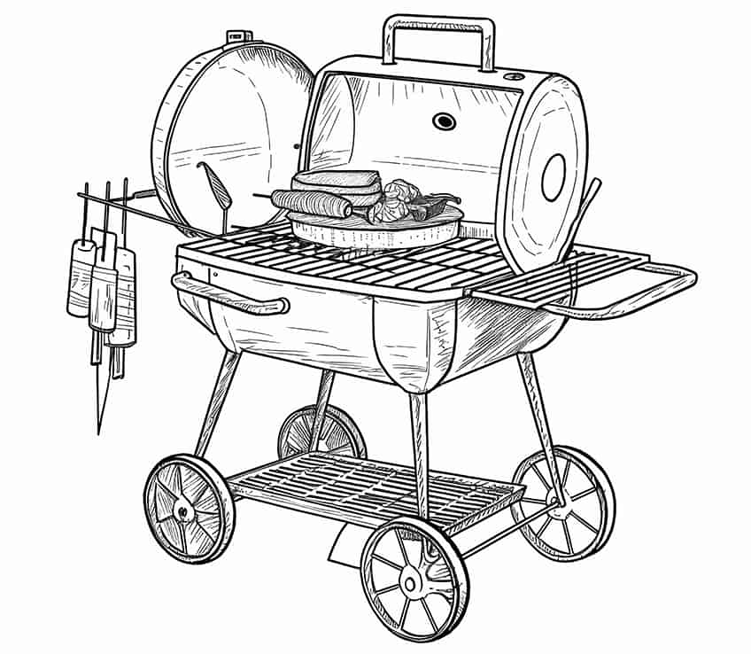 Printable Barbecue Utensils Coloring Page