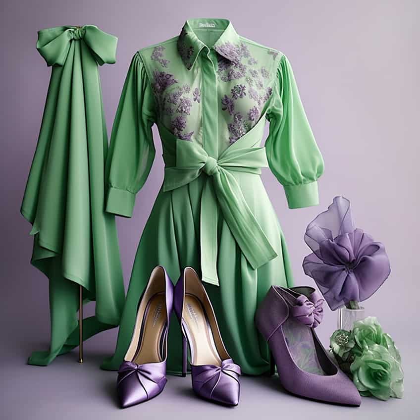 green and purple in fashion