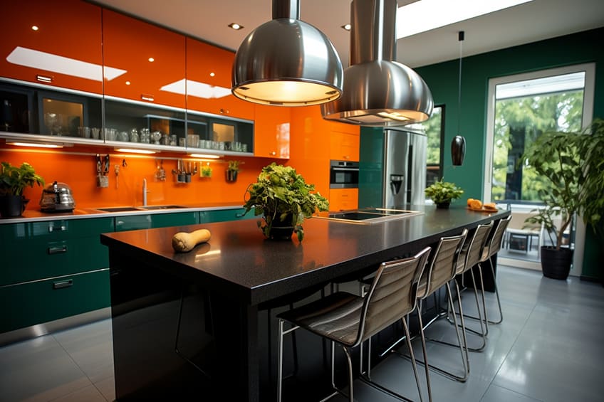 orange and green interior design