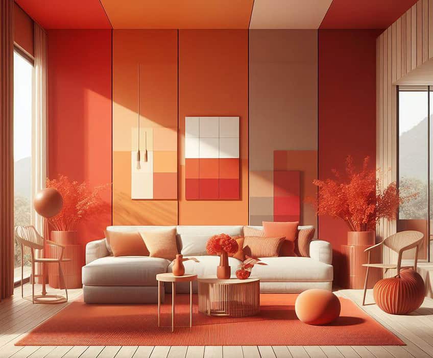 orange red interior design