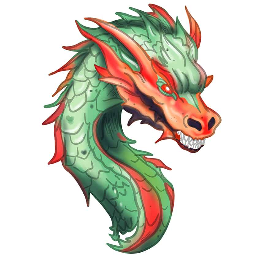 Dragon Face Drawing 14