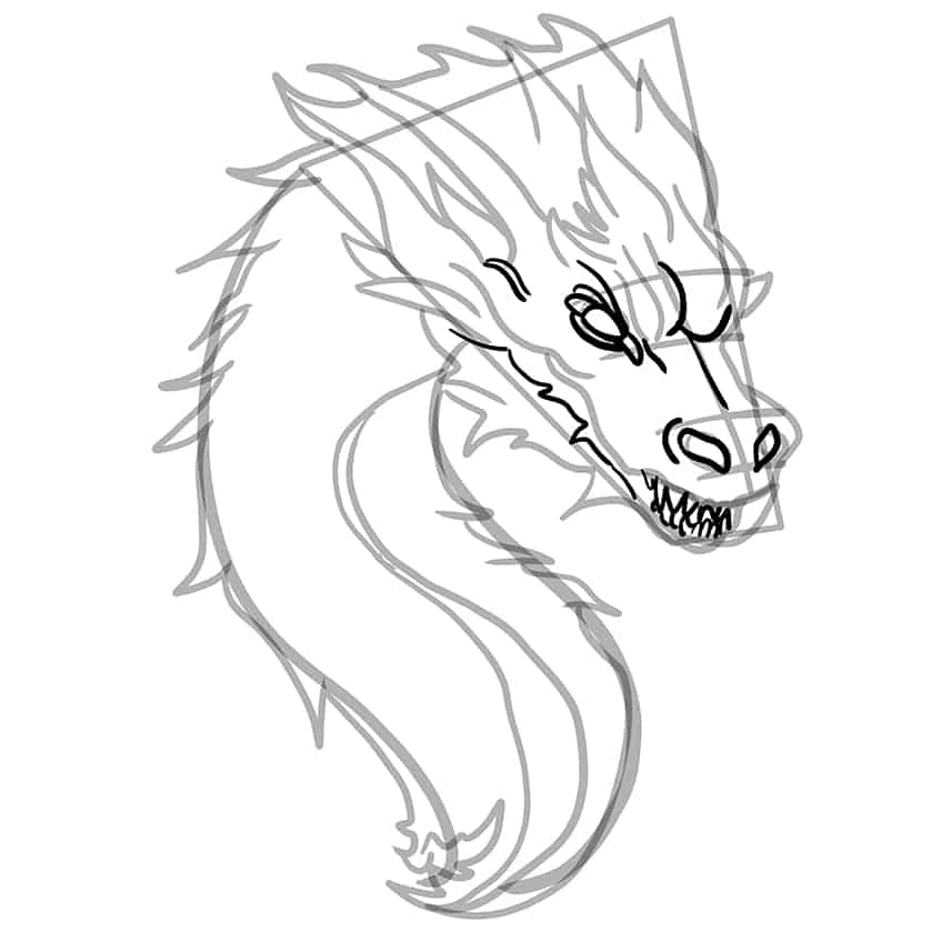 easy dragon head sketch