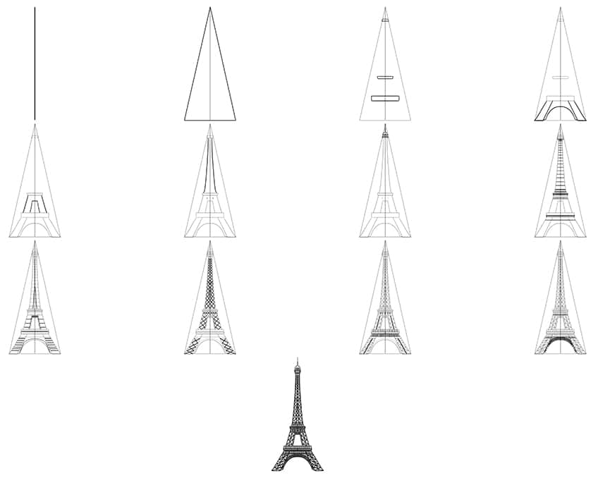 Eiffel Tower Drawing Collage