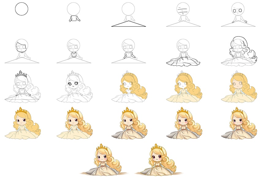 Learn to Draw a Princess | Art drawings for kids, Drawing for kids, Princess  drawings