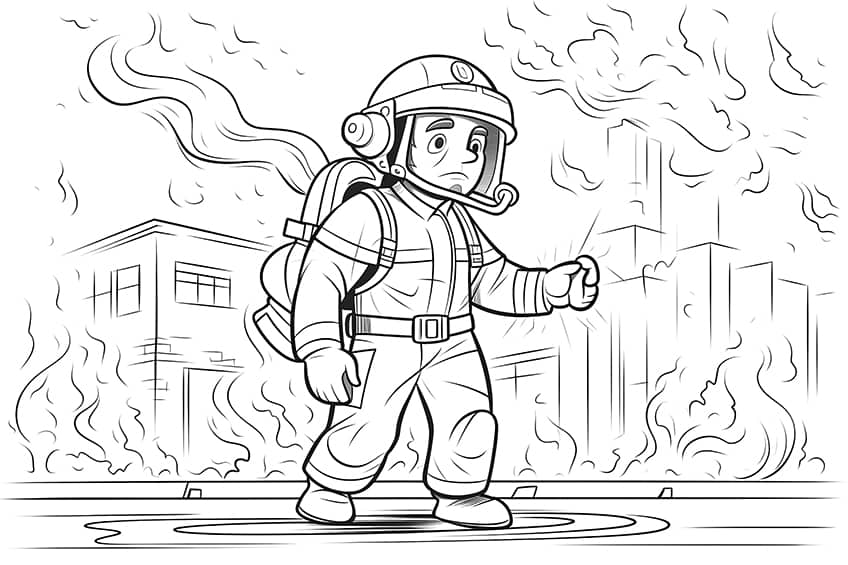 firefighter coloring page 14