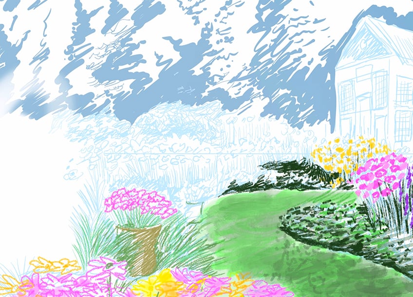 How To Draw Flower Garden - Draw Flower Garden, HD Png Download ,  Transparent Png Image - PNGitem