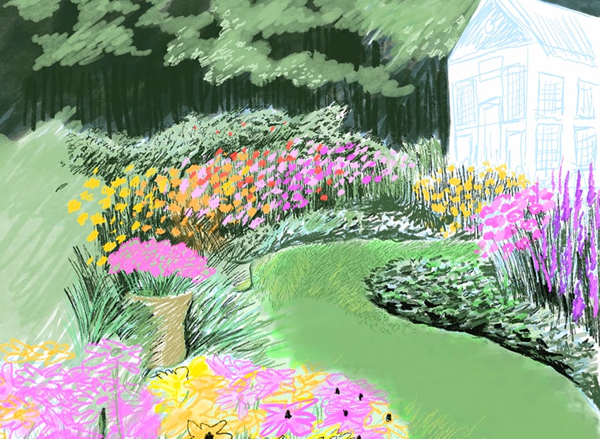 Garden Drawing - How To Draw A Garden Step By Step