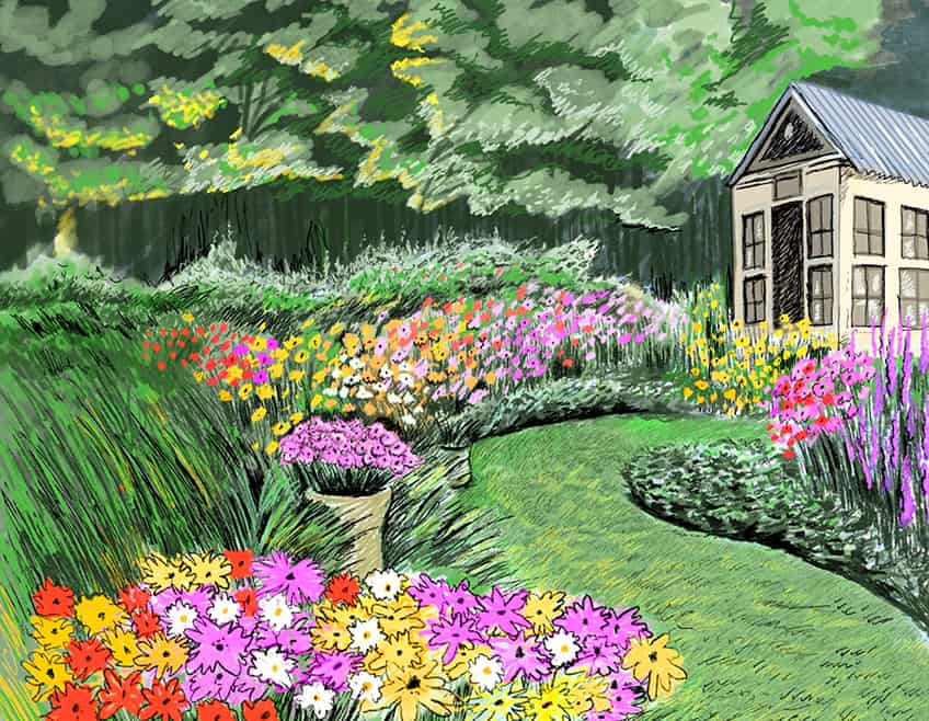 Flower Garden Drawing