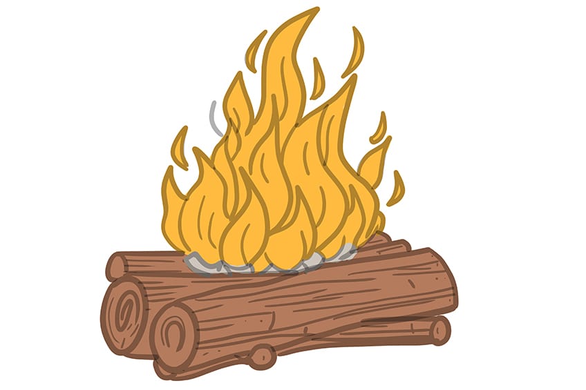 how to draw a simple fire