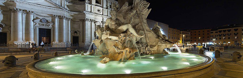 Fiumi Fountain at Night