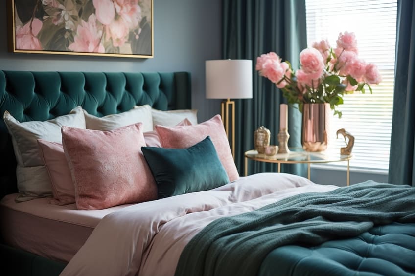 teal and blush pink