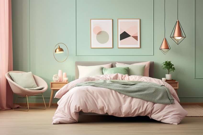 mint green and blush pink