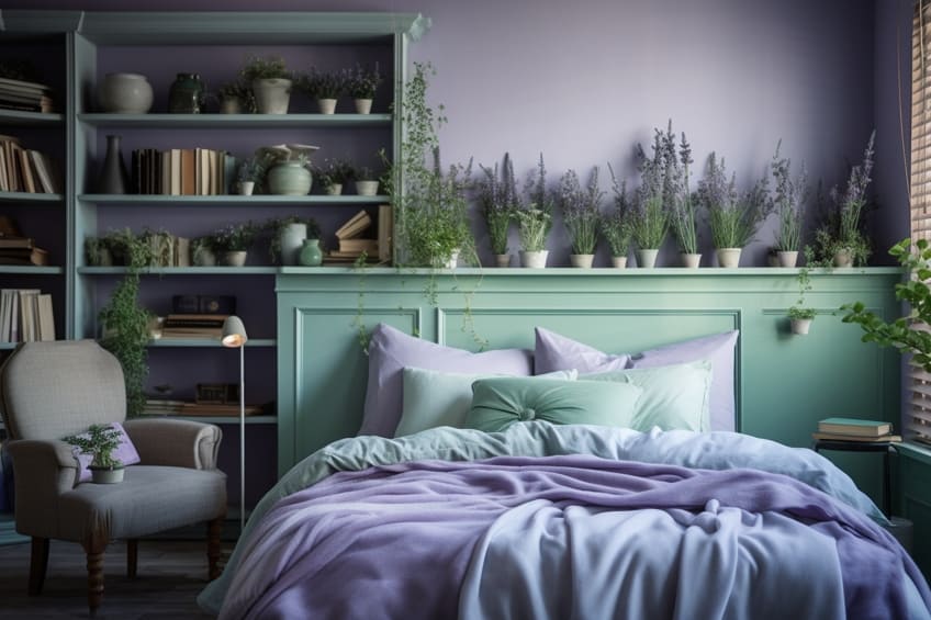 mint green and lavender