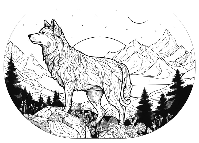 coloring pages of wolves