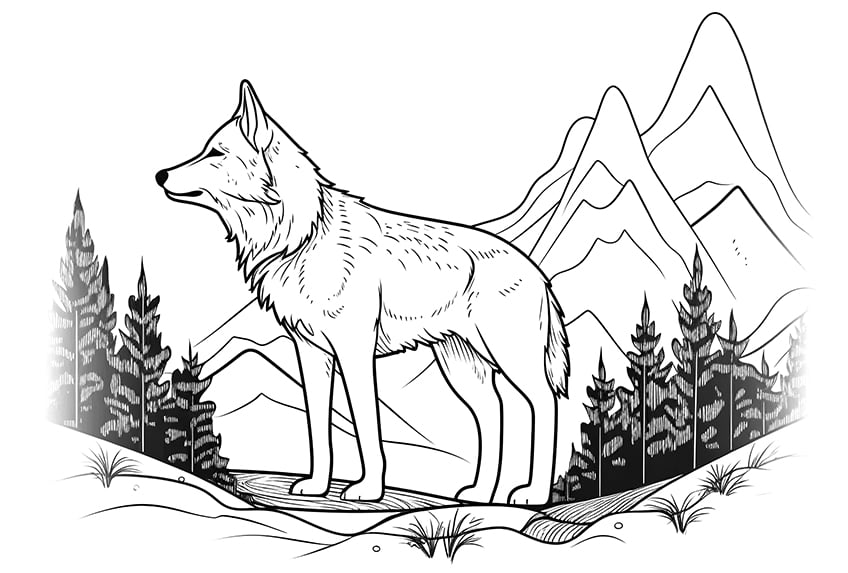 wolf coloring page 05