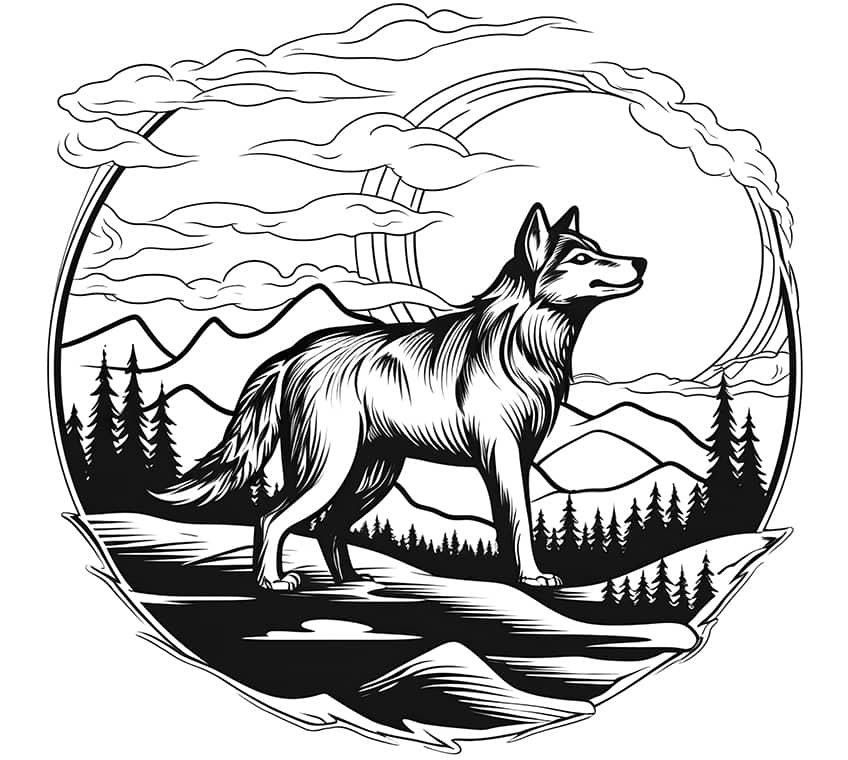 wolf coloring page 08