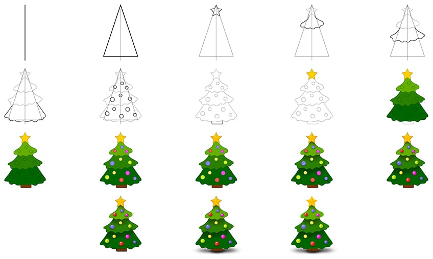 How to Draw a Christmas Tree Step by Step - DrawingNow-anthinhphatland.vn
